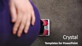  Presentation with weighing scale - Beautiful slides featuring pregnancy diet - pregnant woman weighing on scale backdrop and a dark gray colored foreground