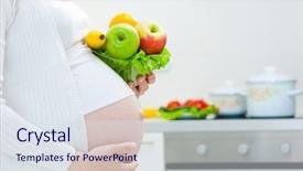  Presentation with healthy food - PPT layouts enhanced with pregnancy diet - unrecognizable pregnant woman with healthy background and a sky blue colored foreground