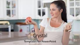  Presentation with tablets and caupsuls - PPT layouts having pregnancy diet - young pregnant woman background and a coral colored foreground