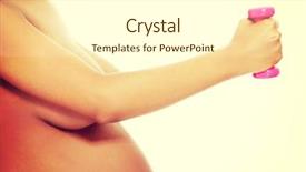  Presentation with pregnant woman cleaning - Audience pleasing presentation theme consisting of pregnancy excercise - pregnant woman exercising with dumbbell backdrop and a  colored foreground