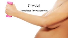  Presentation with pregnant woman - Colorful slide set enhanced with pregnancy excercise - pregnant woman holding dumbbell isolated backdrop and a  colored foreground