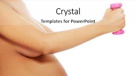  Presentation with pregnant woman - Presentation design with pregnancy excercise - pregnant woman holding dumbbell isolated background and a  colored foreground