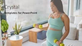  Presentation with pregnant woman - Slide deck featuring pregnancy-fitness-pregnant-woman-home background and a light gray colored foreground