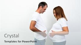  Presentation with happy baby - Audience pleasing slide set consisting of pregnancy-happy-family-expecting-baby backdrop and a white colored foreground