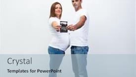  Presentation with baby ultrasound - Presentation design enhanced with pregnancy-happy-family-expecting-baby background and a light blue colored foreground