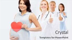  Presentation with medicine pregnant woman - PPT theme having pregnancy healthcare medicine people background and a sky blue colored foreground