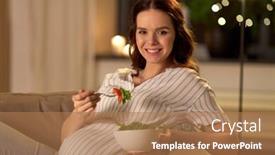  Presentation with healthy people - Beautiful theme featuring pregnancy-healthy-food-and-people backdrop and a coral colored foreground