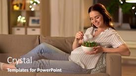  Presentation with healthy people - PPT layouts with pregnancy-healthy-food-and-people background and a coral colored foreground