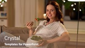  Presentation with healthy people - Cool new PPT layouts with pregnancy-healthy-food-and-people backdrop and a coral colored foreground