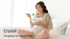  Presentation with healthy people - PPT layouts with pregnancy healthy food and people background and a coral colored foreground