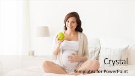  Presentation with kids health food - Cool new PPT theme with pregnancy healthy food and people backdrop and a lemonade colored foreground