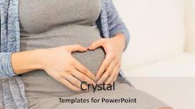  Presentation with heart love - Slides enhanced with pregnancy love care people and expectation concept - close up of pregnant woman belly and heart shape background and a soft green colored foreground