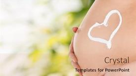  Presentation with maternity - Colorful PPT theme enhanced with pregnancy maternity and health concept - belly of a pregnant woman with cream and heart symbol backdrop and a coral colored foreground
