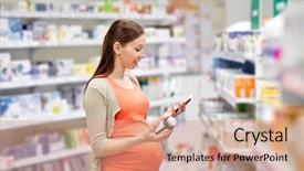 Presentation with mobile application - Beautiful PPT theme featuring pregnancy medicine pharmaceutics health care backdrop and a coral colored foreground
