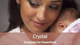  Presentation with newborn - Beautiful PPT theme featuring pregnancy mother - young attractive ethnic woman holding backdrop and a coral colored foreground