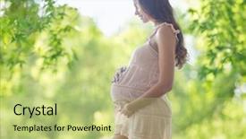  Presentation with pregnant woman - PPT theme enhanced with pregnancy motherhood people and expectation background and a mint green colored foreground