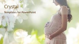  Presentation with pregnant mother - Colorful presentation theme enhanced with pregnancy motherhood people and expectation backdrop and a sky blue colored foreground
