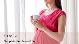  Presentation with motherhood - PPT layouts consisting of cup drinking and looking background and a soft green colored foreground