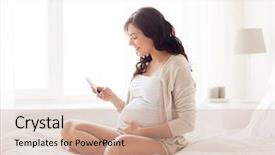  Presentation with pregnant mother - PPT theme consisting of pregnancy motherhood technology people background and a soft green colored foreground