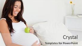  Presentation with pregnant woman - Amazing PPT layouts having pregnancy nutrition - attractive pregnant woman holding backdrop and a white colored foreground