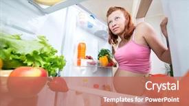  Presentation with pregnant woman - Theme enhanced with pregnancy nutrition - pregnant woman and refrigerator background and a coral colored foreground
