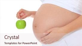  Presentation with medicine pregnant woman - Beautiful theme featuring pregnancy nutrition - pregnant woman holding green apple backdrop and a lemonade colored foreground