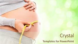  Presentation with pregnant woman - Theme having pregnancy nutrition - young and pregnant woman background and a cream colored foreground
