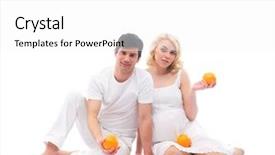  Presentation with pregnant mother - Presentation having pregnancy nutrition - young attractive couple pregnant mother background and a white colored foreground
