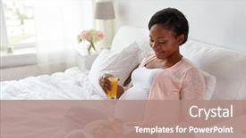  Presentation with african people - Slide deck with pregnancy people and eating concept background and a coral colored foreground