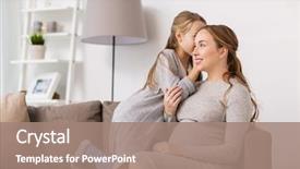  Presentation with family talking - Colorful PPT theme enhanced with pregnancy people and family concept backdrop and a coral colored foreground