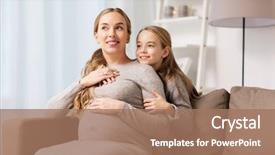  Presentation with family talking - Cool new presentation design with pregnancy people and family concept backdrop and a  colored foreground