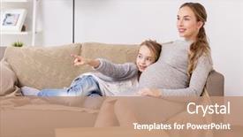  Presentation with pregnant woman - Colorful presentation theme enhanced with pregnancy people and family concept backdrop and a  colored foreground