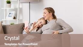  Presentation with interacial pregnant family - Slide deck enhanced with pregnancy people and family concept background and a coral colored foreground