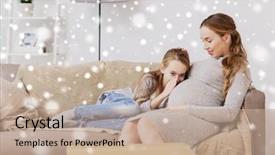  Presentation with pregnant woman - Presentation design with pregnancy people and family concept background and a  colored foreground