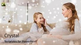  Presentation with family talking - PPT theme enhanced with pregnancy people and family concept background and a  colored foreground