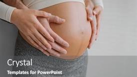  Presentation with family holding hands - Presentation design having pregnancy-photo-man-and-woman background and a dark gray colored foreground