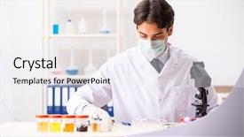  Presentation with lab - PPT layouts consisting of pregnancy research - young handsome chemist working background and a  colored foreground