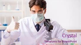  Presentation with lab google - Theme featuring pregnancy research - young handsome chemist working background and a  colored foreground