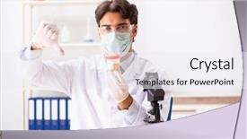  Presentation with chemist - Theme with pregnancy research - young handsome chemist working background and a sky blue colored foreground