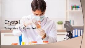  Presentation with chemist - Beautiful slide deck featuring pregnancy research - young handsome chemist working backdrop and a  colored foreground