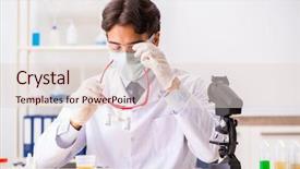  Presentation with lab - Colorful slide set enhanced with pregnancy research - young handsome chemist working backdrop and a  colored foreground