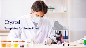  Presentation with lab - Audience pleasing presentation theme consisting of pregnancy research - young handsome chemist working backdrop and a sky blue colored foreground