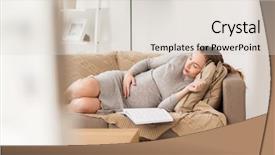  Presentation with rest - PPT layouts with pregnancy rest people and expectation concept - happy pregnant woman sleeping on sofa at home background and a lemonade colored foreground