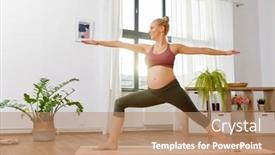  Presentation with warrior woman - Colorful PPT theme enhanced with pregnancy-sport-and-people-concept backdrop and a coral colored foreground