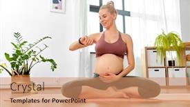  Presentation with woman sport - PPT theme having pregnancy-sport-and-people-concept background and a coral colored foreground
