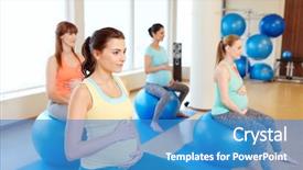  Presentation with pregnancy sport nutrition - Audience pleasing PPT layouts consisting of fysio - pregnancy sport fitness people backdrop and a teal colored foreground