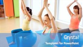  Presentation with healthy people - Presentation with people and healthy lifestyle concept background and a teal colored foreground