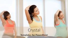  Presentation with gym ball - Colorful PPT theme enhanced with pregnancy sport fitness people and healthy lifestyle concept - group of happy pregnant women exercising on ball in gym backdrop and a lemonade colored foreground