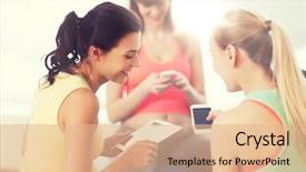  Presentation with healthy people - PPT theme with pregnancy sport fitness people background and a coral colored foreground