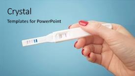 Presentation with pregnancy - Slide deck enhanced with pregnancy test in female hand background and a light blue colored foreground